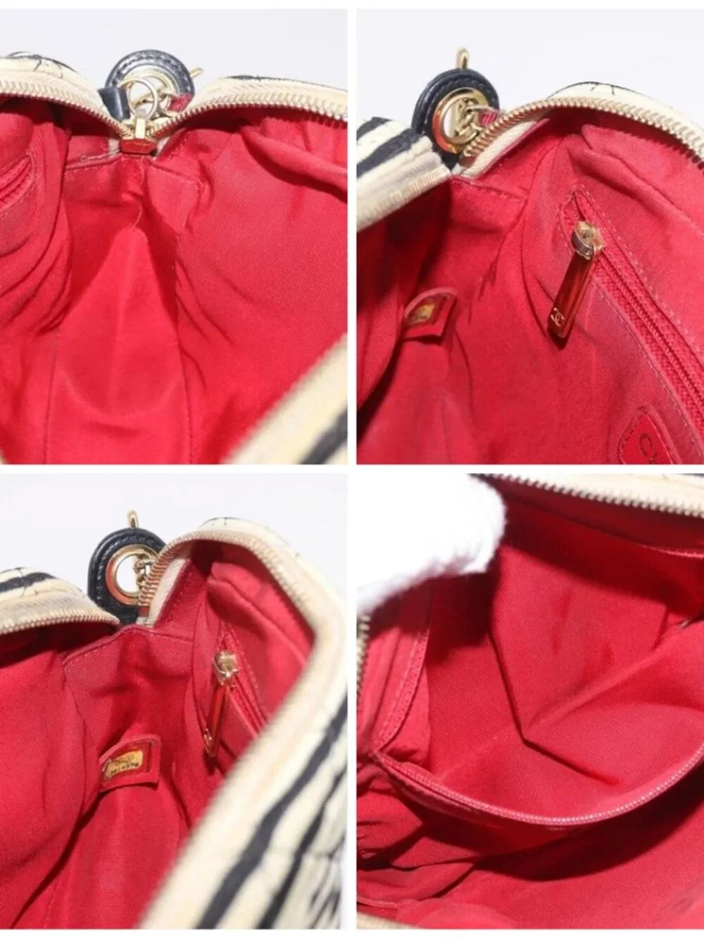 CHANEL Matelasse Chain Shoulder Bag Canvas Beige Gold CC Auth 185766